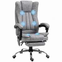 Vinsetto Office Chair 6-point Vibration Massage Chair Micro Fiber Recliner with Retractable Footrest Grey(m-2)