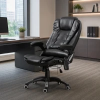 Vinsetto Reclining Massage Office Chair, Executive Office Chair with High Back, Swivel Wheels, Black(m-8)