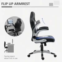 HOMCOM Racing Gaming Chair PU Leather Gamer Chair with Adjustable Height, Flip Up Armrest, Blue(m-6)