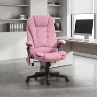 Vinsetto Reclining Massage Office Chair, Executive Office Chair with High Back, Swivel Wheels, Pink(m-1)