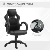 HOMCOM Racing Gaming Chair Computer Gamer Chair with Swivel Wheels, Padded Headrest, Tilt Function, Black(m-4)