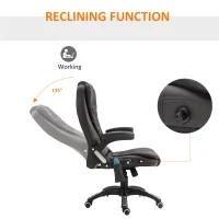 HOMCOM Executive Massage Chairs Heated High Back Reclining Office Chair Swivel Leather Adjustable Vibrating Furniture Black(m-7)