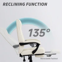 Vinsetto Office Chair, High Back Desk Chair, Swivel Recliner with Adjustable Height, Footrest and Padded Armrest, Cream White(m-5)