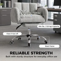 HOMCOM wide-seat Office Chair with Footrest, 90°-180° Flip Armrests, Task Desk Chair, Light Grey(m-7)