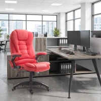 HOMCOM Adjustable Heated Ergonomic Massage Office Chair Swivel Vibrating High Back Faux Leather Executive Chair(m-1)