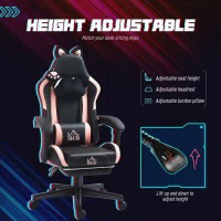 HOMCOM Cute Racing Gamer Chair, Faux Leather Gaming Chair with Footrest, Headrest and Lumbar Support, Black(m-5)