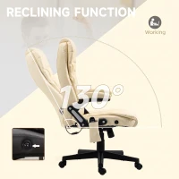 HOMCOM Office Chair Adjustable Heated Ergonomic Massage Swivel Vibrating High Back Leather Executive Chair Office Furniture (Beige)(m-6)