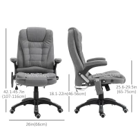 Vinsetto Executive Office Chair, High Back Ergonomic Chair with 6-Point Vibration, 130° Reclining Back, Adjustable Height, Grey(m-3)