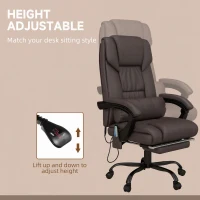 Vinsetto 6-Point Vibration Massage Chair, Height Adjustable Reclining Computer Chair with Retractable Footrest, Brown(m-5)