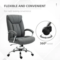 Vinsetto High Back Swivel Office Chair Task Ergonomic Linen Fabric Computer Chair, with Arm, Adjustable Height, Grey(m-6)