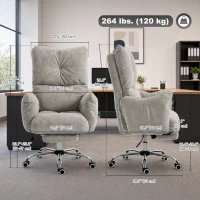 HOMCOM Office Chair with Foot Rest, Ergonomic Reclining Computer work Chair w/ Snow Flannel Fabric, Thick Cushion, Light Grey(m-3)