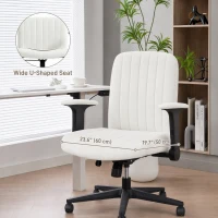 HOMCOM Armless Office Chair with Flip-up Armrests, Wheels, Wide Office Chair with Adjustable Height, Tilting, Cream White(m-4)
