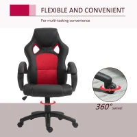 HOMCOM Racing Gaming Chair Office Chair Computer Gamer Chair with Swivel Wheels, Padded Headrest, Tilt Function, Red(m-6)