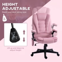 Vinsetto Reclining Massage Office Chair, Executive Office Chair with High Back, Swivel Wheels, Pink(m-5)
