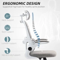 HOMCOM Mesh Office Chair, Ergonomic Desk Chair with Flip-up Armrest, Rotatable Headrest, Adjustable Lumbar Support, Grey(m-4)