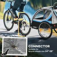 Aosom 2 Seat Bike Trailer for Kids 2-in-1 Double Baby Stroller with Handbrake, Rubber Wheels, 5 Point Harness, Blue(m-7)