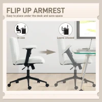 HOMCOM Armless Office Chair with Flip-up Armrests, Wheels, Wide Office Chair with Adjustable Height, Tilting, Cream White(m-5)