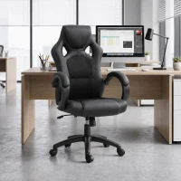 HOMCOM Racing Gaming Chair Computer Gamer Chair with Swivel Wheels, Padded Headrest, Tilt Function, Black(m-8)