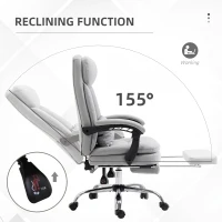 Vinsetto High Back Office Chair, Microfibre Computer Desk Chair with Lumbar Support Pillow, Foot Rest, Reclining Back, Arm, Grey(m-5)