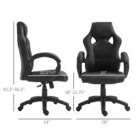 HOMCOM Racing Gaming Chair Computer Gamer Chair with Swivel Wheels, Padded Headrest, Tilt Function, Black(m-3)