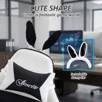 HOMCOM Cute Racing Gamer Chair, PU Leather Gaming Chair with Footrest, Headrest and Lumbar Support, Black(m-4)