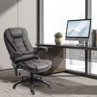 HOMCOM Executive Massage Chairs Heated High Back Reclining Office Chair Swivel Leather Adjustable Vibrating Furniture Black(m-8)