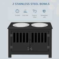 PawHut Dog Food Storage Cabinet with Bowls & Dog Feeding Station, Black(m-4)