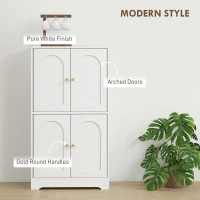 HOMCOM 43" Kitchen Pantry Cabinet, Freestanding Modern Storage Cabinet with 4 Arched Doors and 2 Adjustable Shelves, White(m-4)