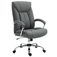Vinsetto High Back Swivel Office Chair Task Ergonomic Linen Fabric Computer Chair, with Arm, Adjustable Height, Grey(m-11)