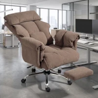HOMCOM Desk Chair, Computer Office Chair with Footrest, Adjustable Backrest and Headrest, Light Brown(m-8)