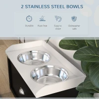 PawHut Pet Feeding Station Pet Dish Bowl Set with Storage, 2 Elevated Dog Bowls for Large Sized Dogs, White and Black(m-7)