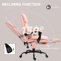 Vinsetto 6-Point Vibration Massage Chair, Height Adjustable Reclining Computer Chair with Retractable Footrest, Pink(m-5)