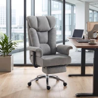 HOMCOM 550lbs Big and Tall Office Chair, Heavy Duty Executive Desk Chair with Adjustable Padded Armrests and High Back, Grey(m-8)