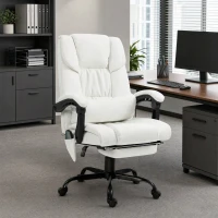 Vinsetto 6-Point Vibration Massage Chair, Height Adjustable Reclining Computer Chair with Retractable Footrest, White(m-8)