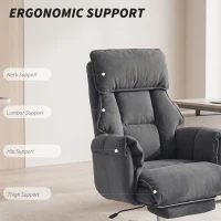 HOMCOM Desk Chair, Computer Office Chair with Footrest, Adjustable Backrest and Headrest, Dark Grey(m-5)