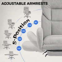 HOMCOM wide-seat Office Chair with Footrest, 90°-180° Flip Armrests, Task Desk Chair, Light Grey(m-4)