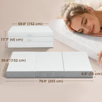HOMCOM Foldable Mattress Queen Size, 6 Inch Tri Fold Memory Foam Mattress with Washable Cover & Non-Slip Bottom, 60" x 80" x6"(m-3)
