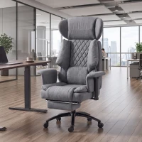 HOMCOM 495LBS Heavy Duty Office Chair with Footrest, Lumbar Support, Spring Cushion, Height Adjustable, Grey(m-8)