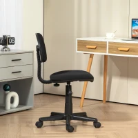 HOMCOM Small Desk Chair, Armless Office Chair with Adjustable Height, 360° Swivel Wheels, Low Back for Small Spaces, Black(m-7)