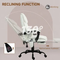 Vinsetto 6-Point Vibration Massage Chair, Height Adjustable Reclining Computer Chair with Retractable Footrest, White(m-5)