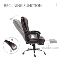 HOMCOM High Back Office Chair PU Leather Executive Office Chair with Retractable Footrest Padded Armrest Coffee(m-6)