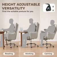 HOMCOM Office Chair with Foot Rest, Ergonomic Reclining Computer work Chair w/ Snow Flannel Fabric, Thick Cushion, Light Grey(m-7)