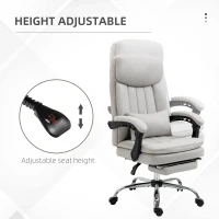 Vinsetto High Back Office Chair, Microfibre Computer Desk Chair with Lumbar Support Pillow, Foot Rest, Reclining Back, Arm, Light Grey(m-4)