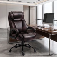 Vinsetto PU Leather Executive Office Chair with High Back, Adjustable Height and Swivel Wheels, 400LBS Capacity, Brown(m-8)