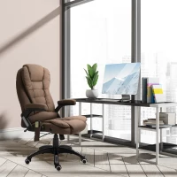 Vinsetto Reclining Massage Office Chair, Executive Office Chair with High Back, Swivel Wheels, Brown(m-9)