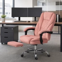 Vinsetto Massage Office Chair, Reclining Computer Chair with Adjustable Height and Footrest, Pink(m-1)