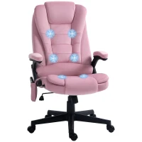 Vinsetto Reclining Massage Office Chair, Executive Office Chair with High Back, Swivel Wheels, Pink(m-9)