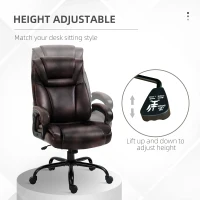 Vinsetto PU Leather Executive Office Chair with High Back, Adjustable Height and Swivel Wheels, 400LBS Capacity, Brown(m-5)