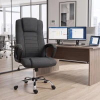 Vinsetto High Back Office Chair, Height Adjustable Computer Desk Chair with Swivel Wheels and Tilt Function, Charcoal Grey(m-8)