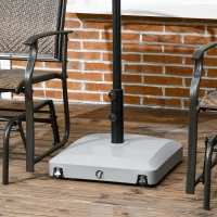 Outsunny Patio Umbrella Base with Wheels, 53lbs Water or 66lbs Sand Filled, Heavy Duty Outdoor Umbrella Stand Holder, Gray(m-2)